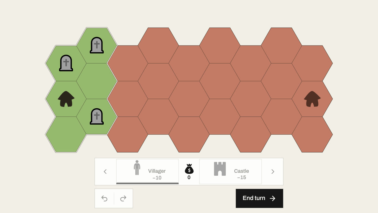 After the turn ends, graves stand where the three units were
