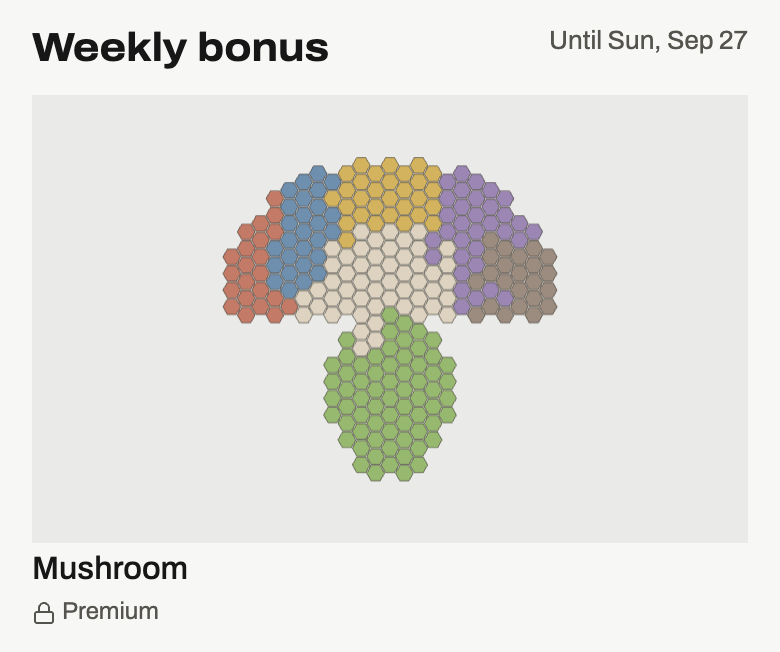 Weekly Mushroom bonus map card with a Premium lock caption